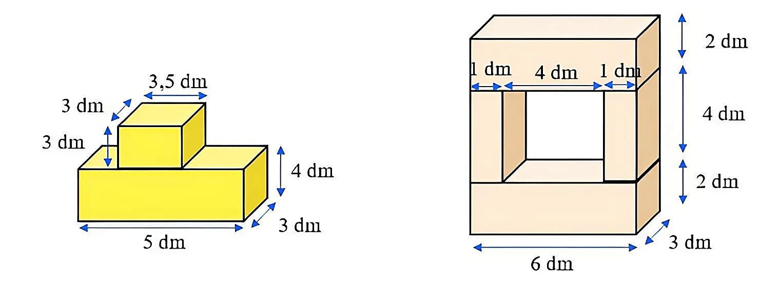 Tính thể tích của hình sau: (ảnh 1)