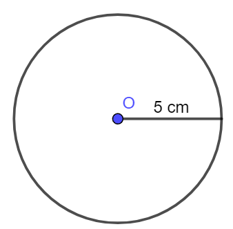 Thực hiện theo yêu cầu sau:  a) Vẽ đường tròn tâm O bán kính 5 cm. (ảnh 1)