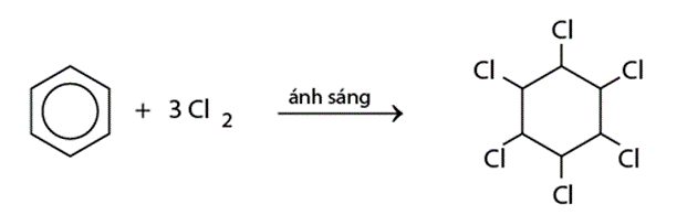 Khi được chiếu sáng, benzene có thể phản ứng với Cl2 tạo thành sản phẩm nào? (ảnh 1)