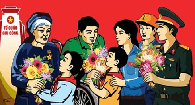 Hoạt động cộng đồng nào được đề cập đến trong bức tranh sau?   A. Bảo tồn di sản văn hóa.				B. bảo vệ môi trường. C. Đền ơn đáp nghĩa.				D. Hiến máu nhân đạo. (ảnh 1)