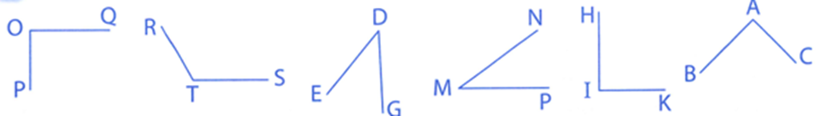 Trong các hình trên có:  a) Các góc vuông: Đỉnh O, cạnh OP và OQ;b) Các góc không vuông: (ảnh 1)