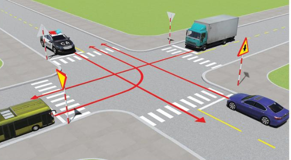 Thứ tự các xe đi như thế nào là đúng quy tắc giao thông?  A. Xe công an, xe con, xe tải, xe khách (ảnh 1)