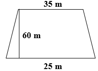 a)  Diện tích hình thang dưới đây là:   	A. 1187,5 m2	 	B. 1 250 m2	 	C. 1 800 m2	 	D. 1 300 cm2 (ảnh 1)