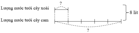 Một người nông dân dùng 8 lít nước để tưới cây cam và cây xoài. Lượng nước tưới cây cam (ảnh 1)