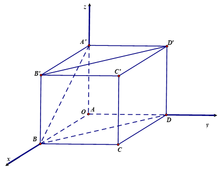 Cho hình lập phương ABCD.A'B'C'D' có cạnh bằng a gọi α là góc giữa đường thẳng A'B và mặt phẳng BB'D'D (ảnh 1)
