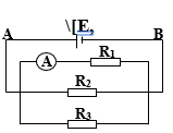 Cho mạch điện có sơ đồ như hình vẽ: E = 24 V, r = 0,5 ôm;  R1 = 12 ôm, R3 = 28 ôm. (ảnh 1)