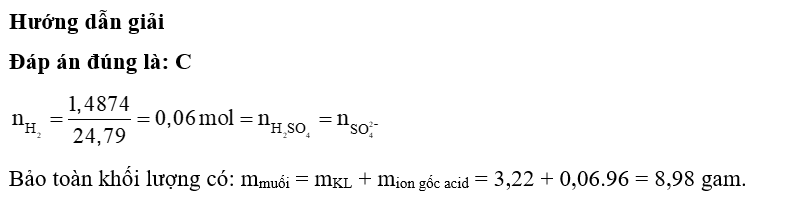 Hòa tan hoàn toàn 9,29625 gam Fe vào dung dịch HCl dư, thu được dung dịch X và khí Y. Cô cạn dung dịch X thu được m gam muối khan. Giá trị của m gần nhất với (ảnh 1)