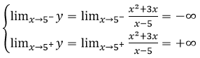 (Trả lời ngắn) Tìm tiệm cận đứng của đồ thị hàm số y=(x^2+3x)/(x-5). (ảnh 1)