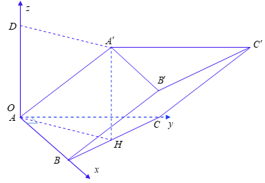 (Trả lời ngắn) Cho hình lăng trụ ABC.A'B'C' có đáy ABC là tam giác vuông tại A, AB = a, AC = a√3. Hình chiếu vuông góc của A' lên mặt phẳng ABC (ảnh 1)