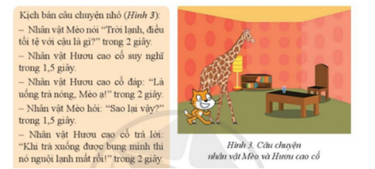 Kịch bản câu chuyện nhỏ ở Hình 3 bao gồm mấy nhân vật? (ảnh 1)