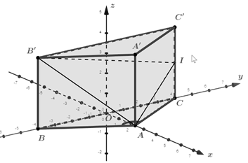 Cho hình lăng trụ đứng ABC.A'B'C' có đáy ABC là tam giác cân với AB = AC = a và góc BAC = 120 độ và cạnh bên BB' = a (ảnh 1)
