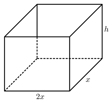 (Trả lời ngắn) Câu 27.	Ông \[A\] dự định sử dụng hết \[6,5\,{{\rm{m}}^2}\] kính để làm một bể cá bằng kính có dạng hình hộp chữ nhật không nắp, chiều dài gấp đôi chiều rộng (các mối ghép có kích thước không đáng kể). Bể cá có dung tích lớn nhất bằng bao nhiêu (kết quả làm tròn đến hàng phần trăm)? Trả lời: \[1,50\,{{\rm{m}}^3}\]. (ảnh 1)
