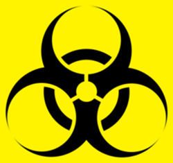 A black symbol on a yellow background