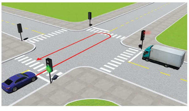 Xe con quay đầu đi ngược lại như hình vẽ dưới có vi phạm quy tắc giao thông không? (ảnh 1)