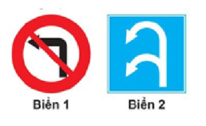 Biển nào xe quay đầu không bị cấm?  A. Biển 1. B. Biển 2. C. Cả hai biển. Đáp án:  (ảnh 1)