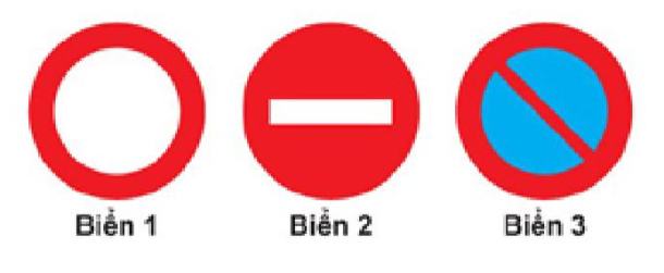 Biển nào là biển “Cấm đi ngược chiều”?  A. Biển 1. B. Biển 2. C. Cả ba biển.  (ảnh 1)