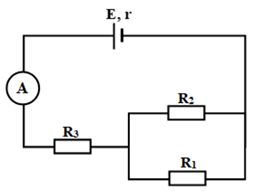 Cho mạch điện như hình vẽ, bỏ qua điện trở của dây nối và Ampre kế, ξ = 6V, r = 1Ω (ảnh 1)
