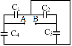 Cho mạch như hình sau: Biết C2 = 3 μF; C3 = 7 μF;  C4 = 4 μF; Cb = 5 μF  (ảnh 1)