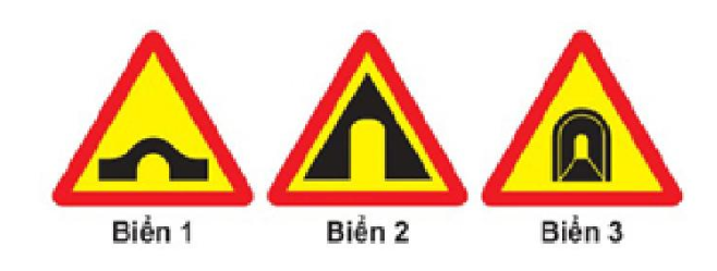 Biển nào báo hiệu “Cửa chui”?  A. Biển 1. B. Biển 2. C. Biển 3. (ảnh 1)