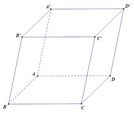 Trong không gian Oxyz, cho hình hộp ABCD.A'B'C'D' có A(0; 0; 0), B(3; 0; 0), D(0; 3; 0) và D'(0; 3; −3). Biết trọng tâm của tam giác A'B'C là G(a; b; c). Tính a + b + c. (ảnh 1)