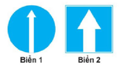  Biển nào báo hiệu “Đường một chiều”?  A. Biển 1. B. Biển 2.  (ảnh 1)