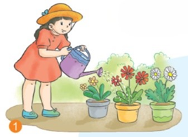 Đề bài: Viết 1-2 câu về việc làm của bạn nhỏ trong bức tranh. (ảnh 1)