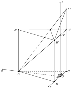 (Trả lời ngắn) Cho hình lăng trụ đứng ABC.A'B'C' có đáy là tam giác cân đỉnh A. Biết BC = a√3 và ABC = 30 độ, cạnh bên AA' = 0 (ảnh 2)