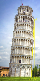 A leaning tower of pisa with Leaning Tower of Pisa in the background

Description automatically generated