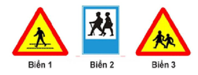Biển nào chỉ dẫn nơi bắt đầu đoạn đường dành cho người đi bộ?  A. Biển 1. B. Biển 2. C. Biển 3. Đáp án: Chọn đáp án B. (ảnh 1)