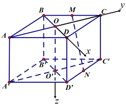 Cho hình hộp đứng ABCD.A'B'C'D' có đáy là hình thoi, tam giác ABD đều. Gọi M, N lần lượt là trung điểm của BC và C'D', biết rằng MN vuông góc B'D (ảnh 1)
