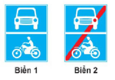Khi gặp biển nào thì các phương tiện không được đi vào, trừ ô tô và mô tô?  A. Biển 1 B.  (ảnh 1)