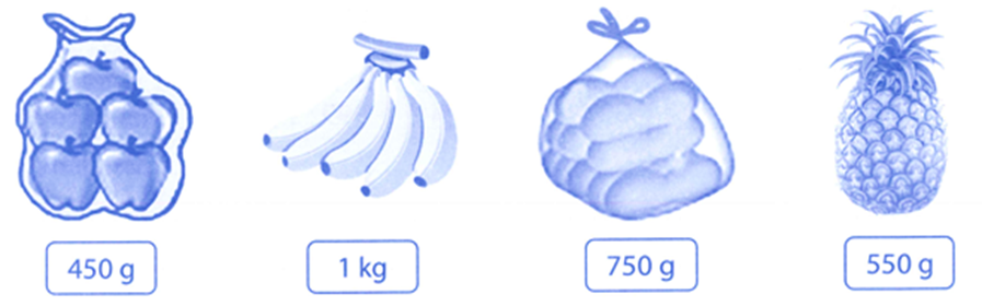 a) Khoanh vào thực phẩm nặng nhất:   b) Khoanh vào thực phẩm nhẹ nhất: (ảnh 1)