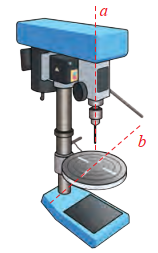 Trên phần mềm mô phỏng 3 D một máy khoan trong không gian Oxyz, cho biết phương trình trục a của mũi khoan (ảnh 1)