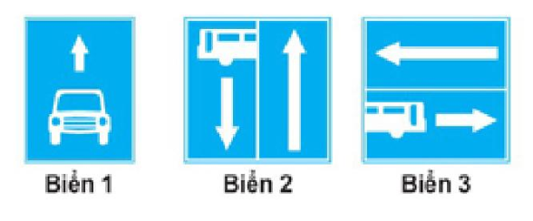 Biển nào báo hiệu “Rẽ ra đường có làn đường dành cho ô tô khách”?  A. Biển 1 B. Biển  (ảnh 1)