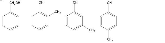 Số đồng phân chứa vòng benzene, có công thức phân tử C7H8O, phản ứng được với Na là  (ảnh 1)