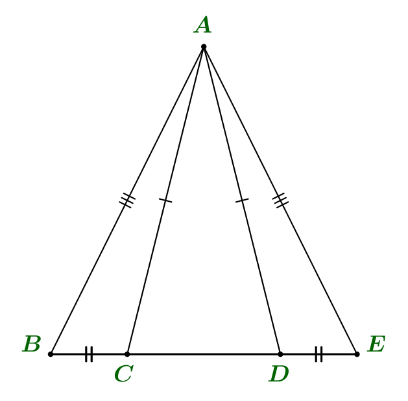 Cho hình vẽ sau. Tam giác nào bằng tam giác \(ABC\) ?   A. \(\Delta EDA\).	B. \(\Delta EAD\).		C. \(\Delta AED\).		D. \(\Delta ADE\). (ảnh 1)