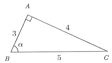 Trong hình bên, \(\cos \alpha \) bằng A. \(\frac{3}{5}.\)	B. \(\frac{3}{4}.\)	 C. \(\frac{3}{4}.\)	D. \(\frac{4}{5}.\) (ảnh 1)