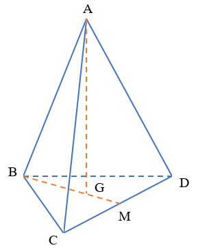 Cho tứ diện đều \(ABCD\) có cạnh bằng \(15\). Biết độ dài của \(\overrightarrow {AB}  + \overrightarrow {AC}  + \overrightarrow {AD} \) bằng \(a\sqrt 6 \), khi đó giá trị của \(a\) là? (ảnh 1)