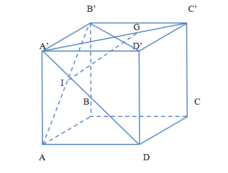 Cho hình lập phương \(ABCD.A'B'C'D'\). Gọi \(G\) là trọng tâm tam giác \(B'C'D'\), \(I\) là trung điểm của \(AB'\) . (ảnh 1)