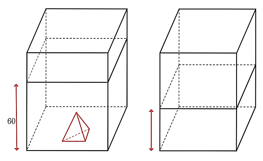 Diện tích đáy của bể hình hộp chữ nhật là \(180{\rm{ c}}{{\rm{m}}^{\rm{2}}}\). (ảnh 1)