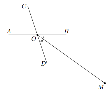 Đáp án: 144 Ta có: \(\widehat {BOD} = \widehat {AOC} = 72^\circ \) (hai góc đối đỉnh). Vì tia \(OM\) là tia phân giác của \(\wi (ảnh 1)