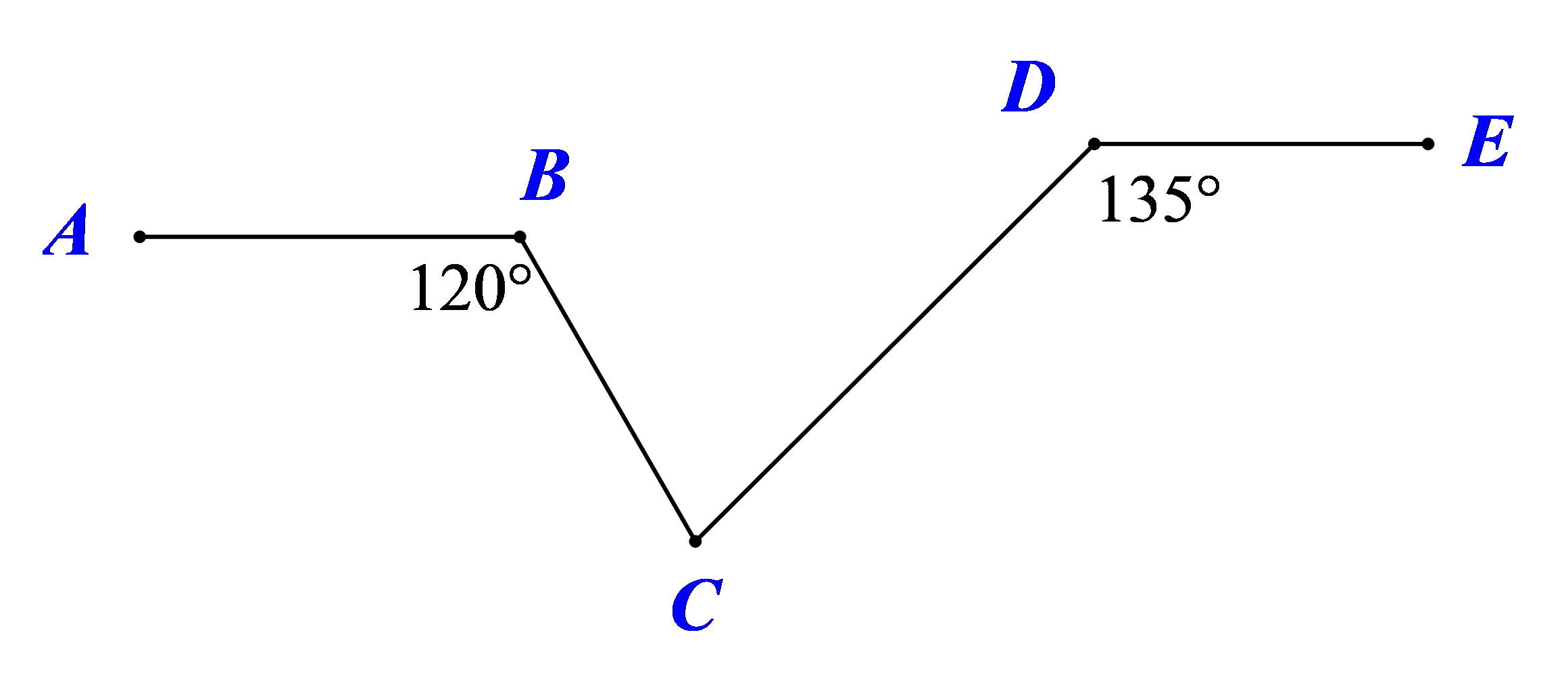 Cho hình vẽ \(AB\,{\rm{//}}\,DE\). Tính số đo \(\widehat {BCD}\). (ảnh 1)