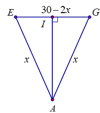 Thể tích khối trụ được tính bằng công thức \(V = 30S\) trong đó \(S\) là diện tích của tam giác \(AEG\). (ảnh 2)