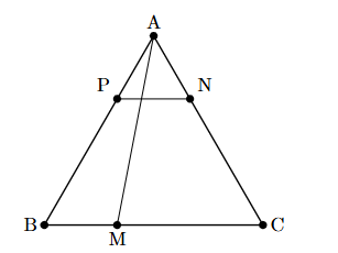Cho tam giác ABC đều cạnh a. Trên các cạnh BC, CA, AB lấy lần lượt các điểm M, N, P sao cho \(\ov (ảnh 1)