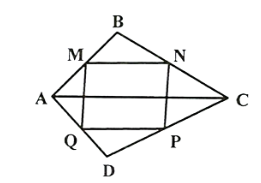 Cho tứ giác ABCD. Gọi M, N, P, Q lần lượt là trung điểm của AB, BC, CD, DA. Có bao nhiêu vectơ tạo thành từ các điểm đã cho cùng hướng với vectơ \(\overrightarrow {MN} \). (ảnh 1)