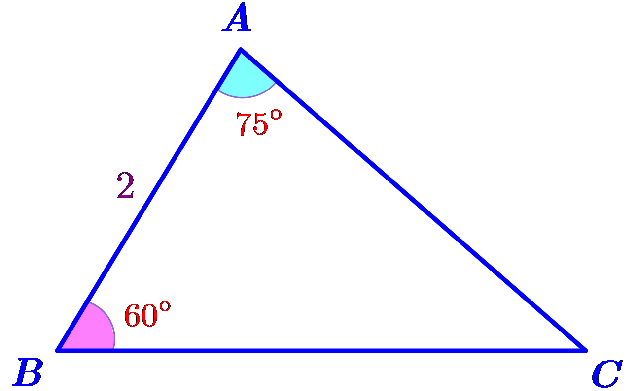 Cho tam giác \(ABC\) có cạnh \(AB = 2\,{\rm{cm}}\), \(\widehat {ABC} = 60^\circ \) và \(\widehat {BAC}  (ảnh 1)