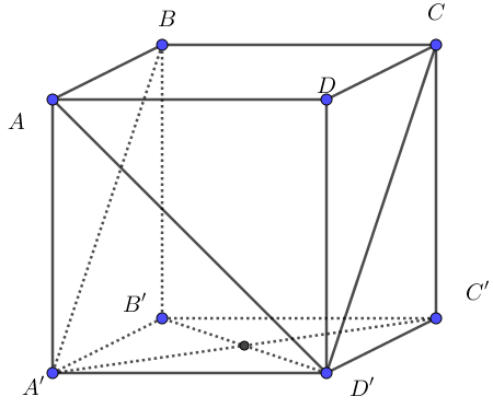 Cho lập phươn g \[ABCD.A'B'C'D'\]có độ dài cạnh bằng \[a\]. Tính độ dài của vectơ \[\overrightarrow {AD'}  + \overrightarrow {BA'} \]. (ảnh 1)