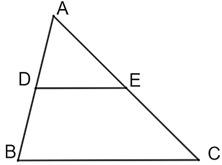 Cho \(\Delta ABC\) có \(D,\;E\) lần lượt là trung điểm của \(AB,\;AC.\) Khi đó:   (ảnh 1)