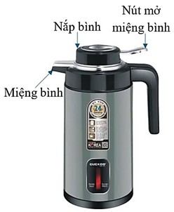 Một bình đun nước tự động ngắt điện khi nước đã sôi. Khi đun nước, nắp bình được đậy kín và che kín miệng bình. (ảnh 1)