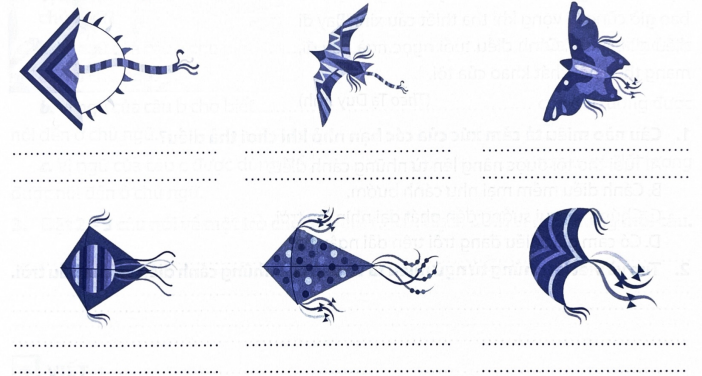 Em hãy viết nhận xét của em về hình dáng của những chiếc diều trong mỗi hình dưới đây. (ảnh 1)